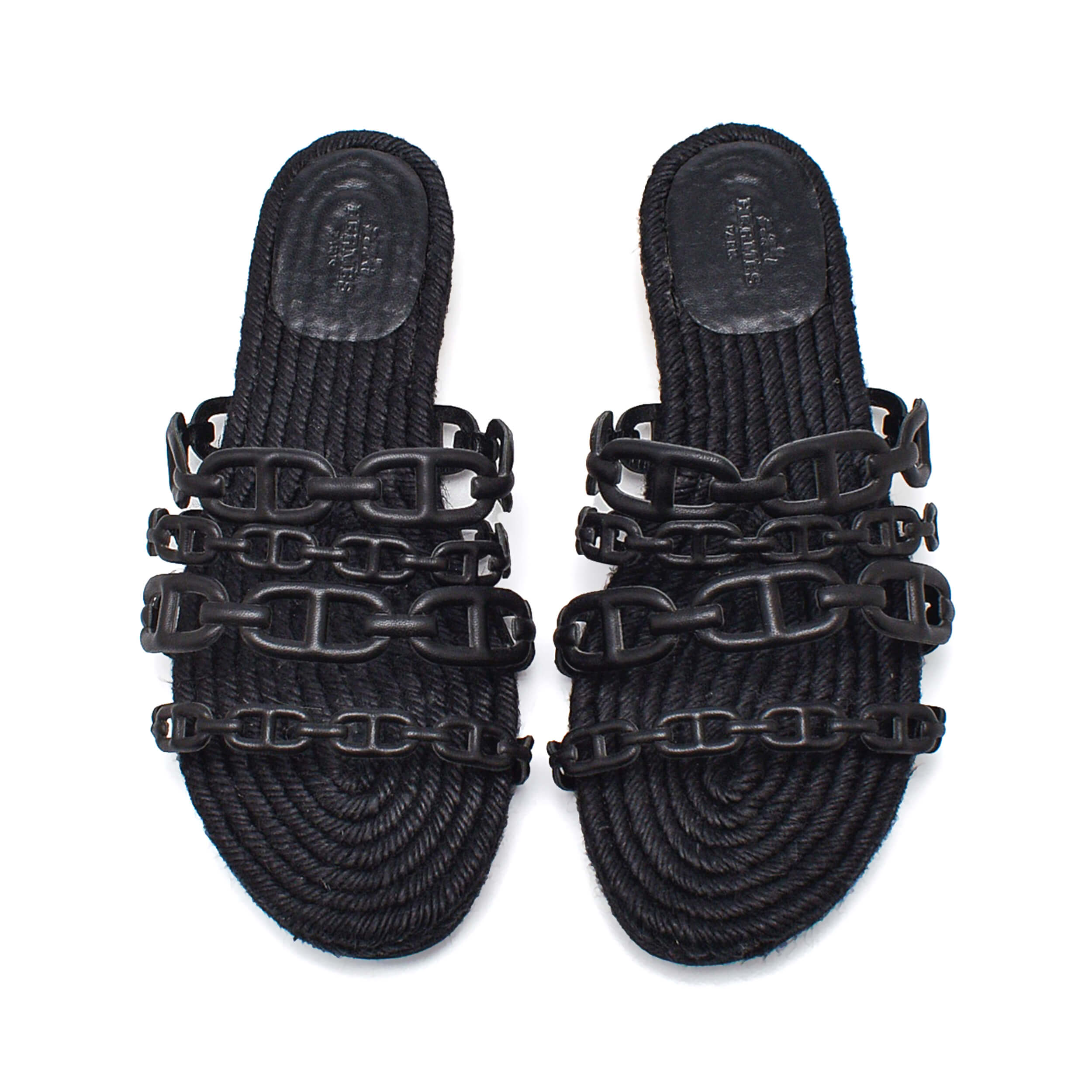 Hermes Black Chain Slipper